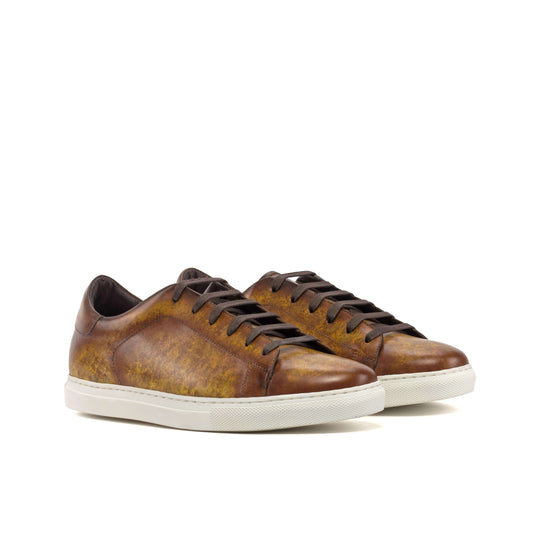 Bespoke Cognac Patina Leather Trainers
