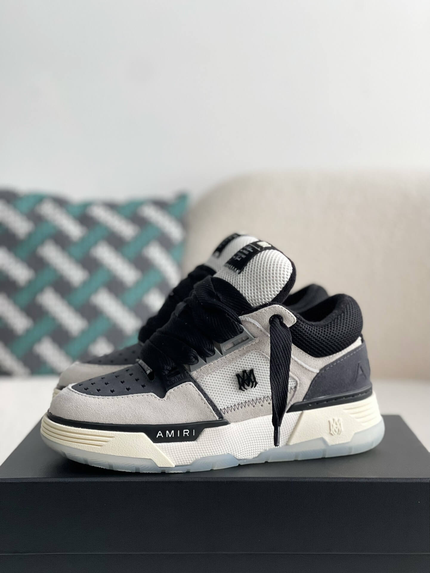 Amiri MA-1 Sneaker – Grey Suede, Black & White – Hollo Shoe