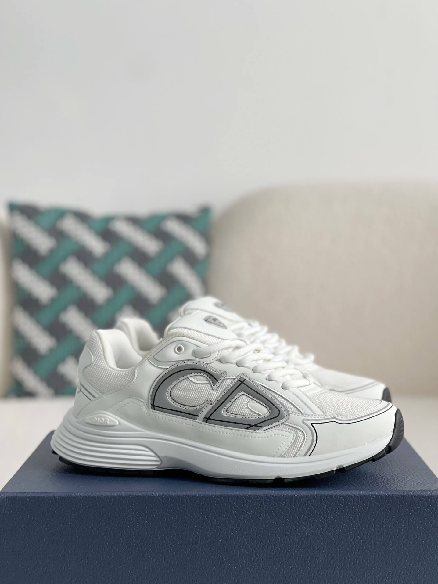 Dior B30 Low-Top Sneaker White Mesh and Technical Fabric with Grey
