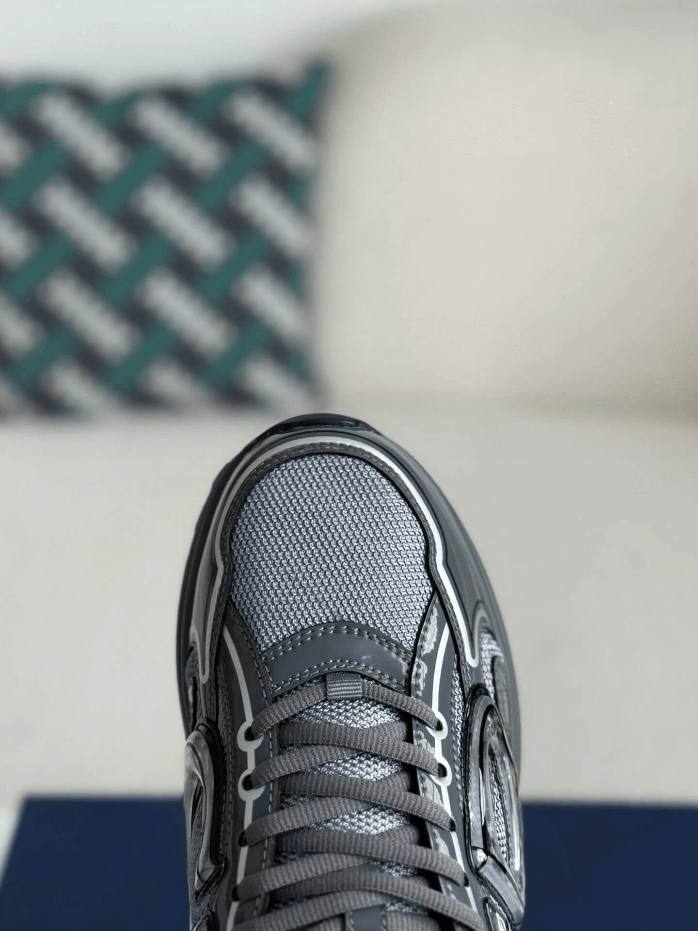 Dior B30 Countdown Low-Top Sneaker Light Grey Technical Mesh and Brilliant-Finish Grey Technical Fabric with White Rubber Sole