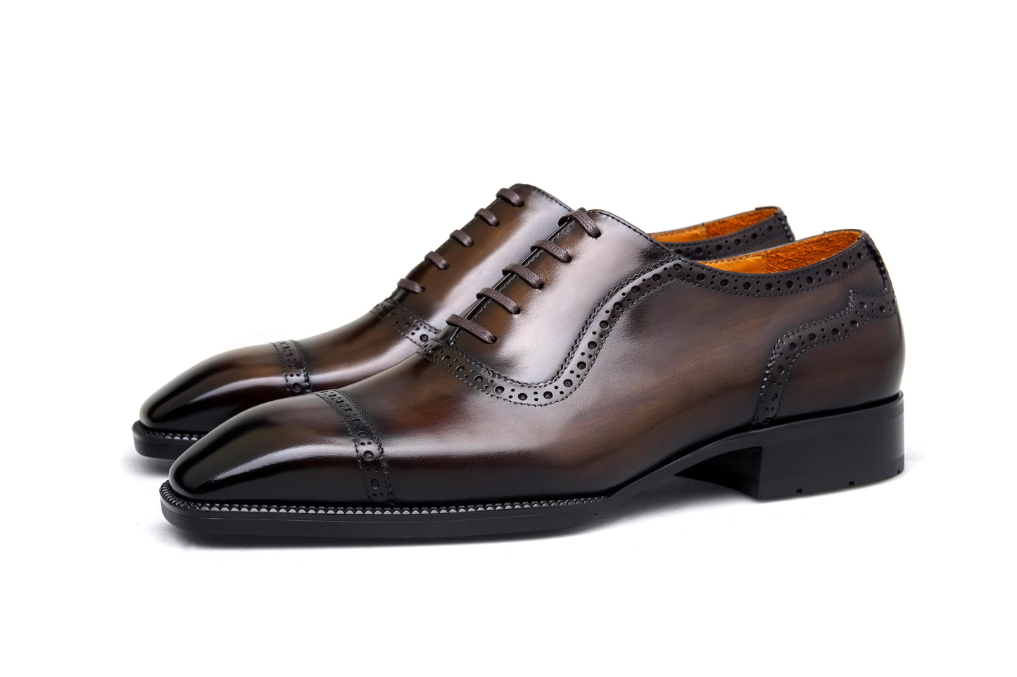 The Heritage Brown Burnished Cap-Toe Oxford Brogues