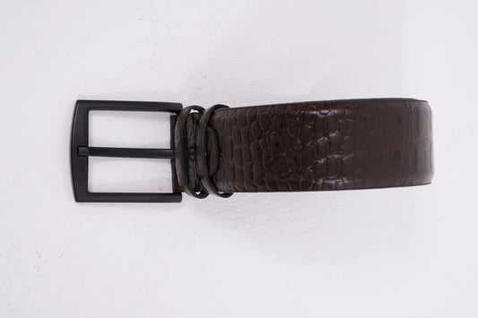 Brown Crocodile Patterned Leather Belt