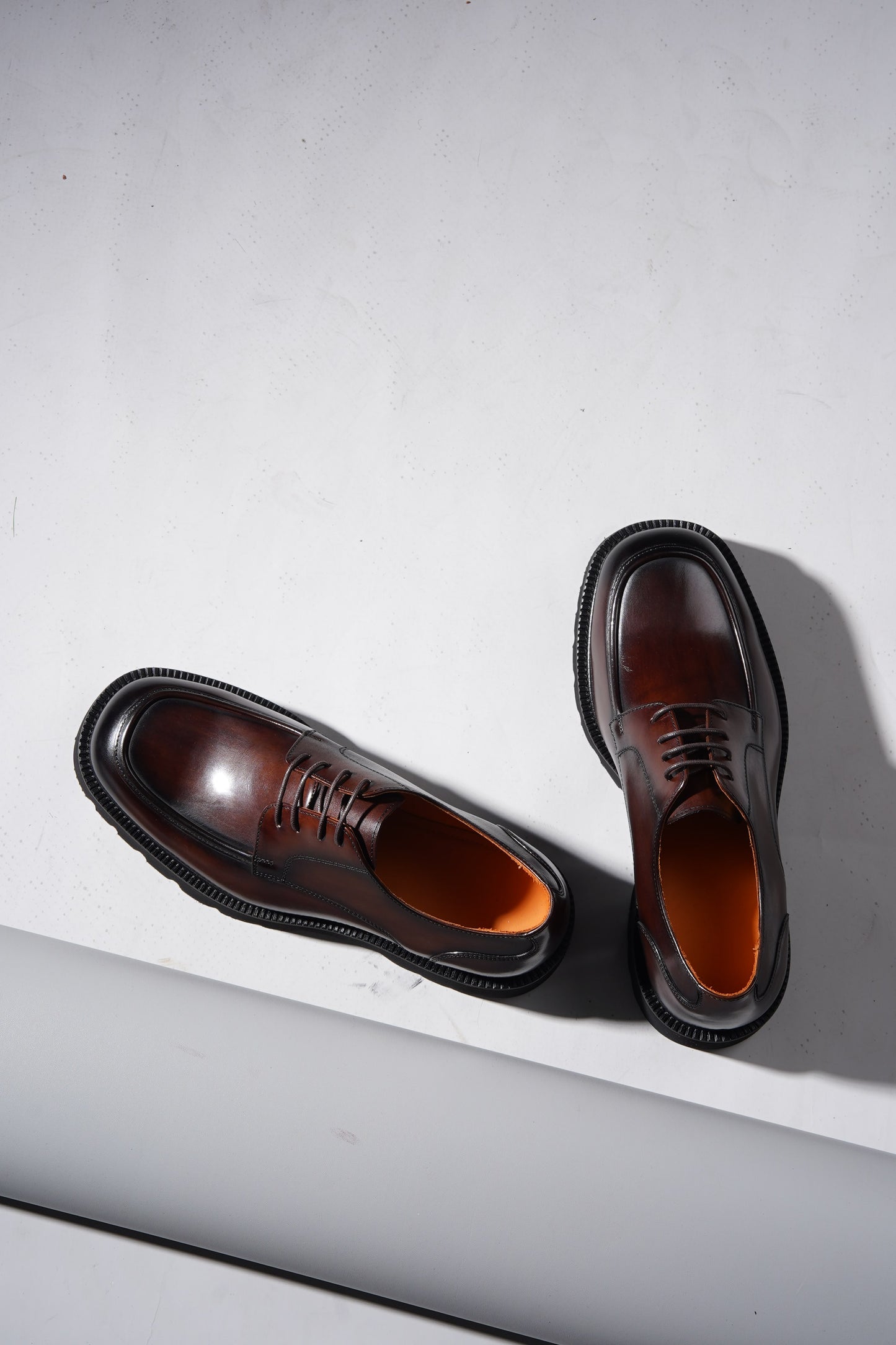 HolloShoe Brown Leather Chunky Derby Shoes