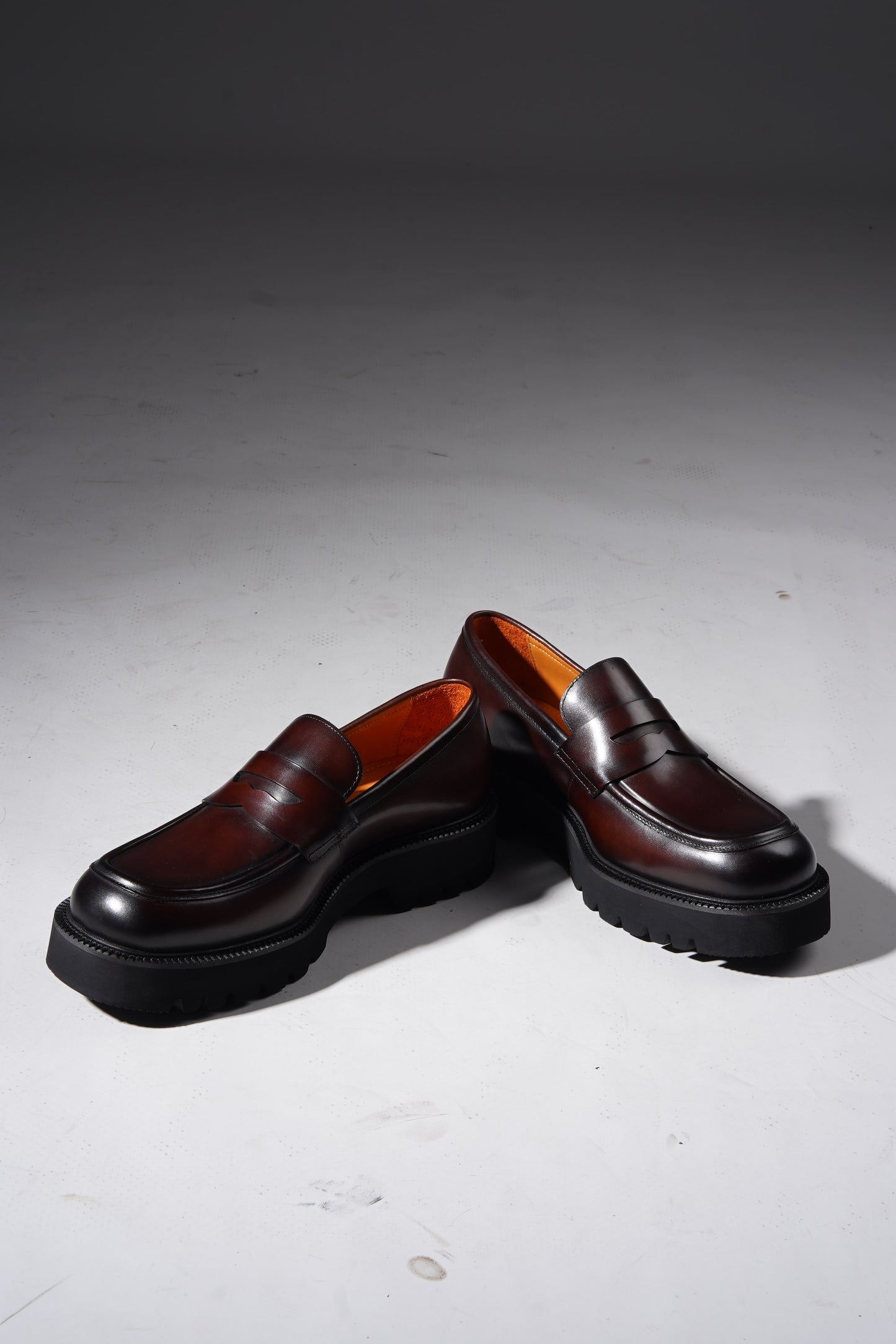 Brown Leather Eva Sole Penny Loafers for Men