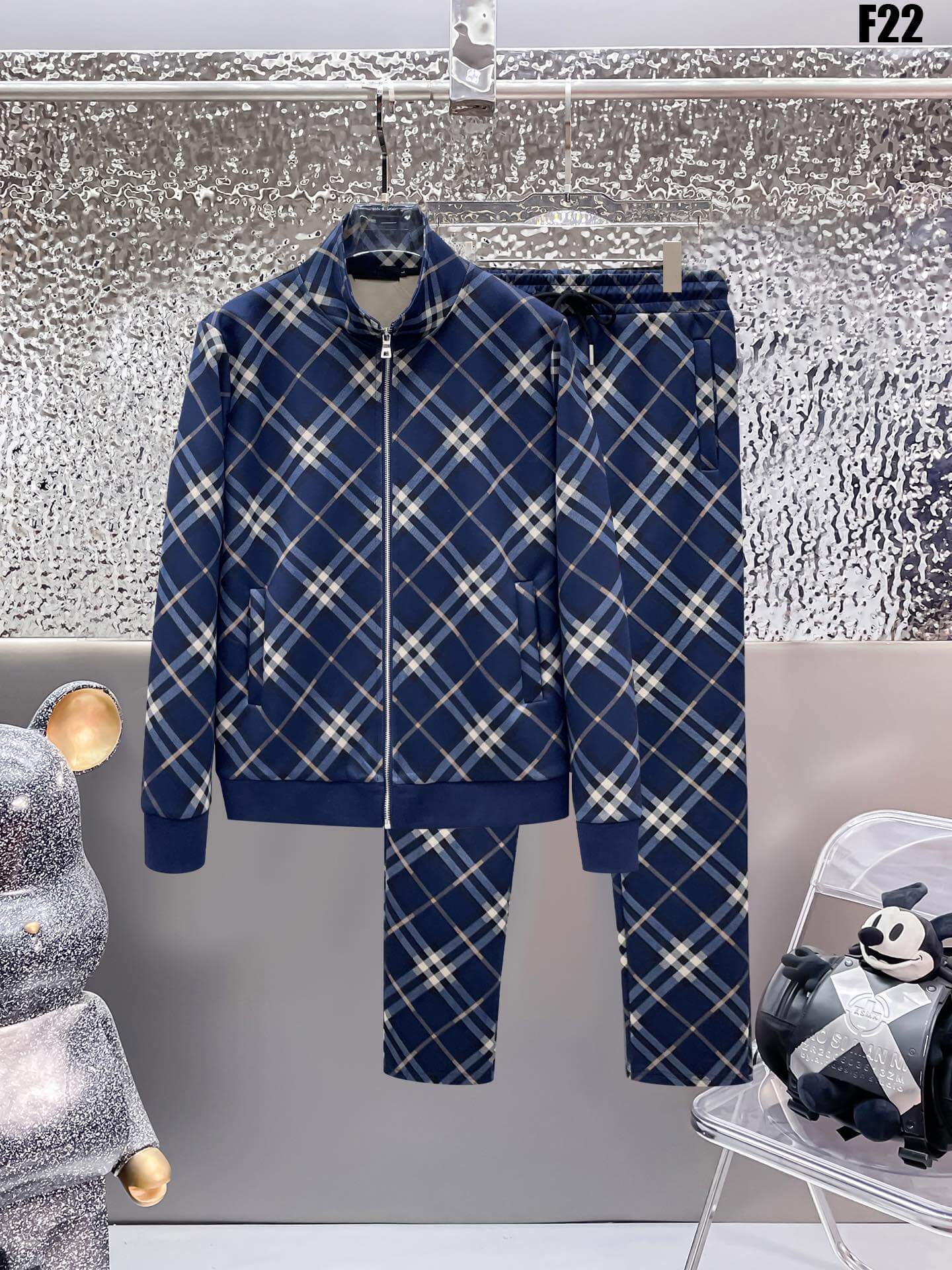 Burberry Check Technical Jersey Tracksuit Navy – Hollo Shoe