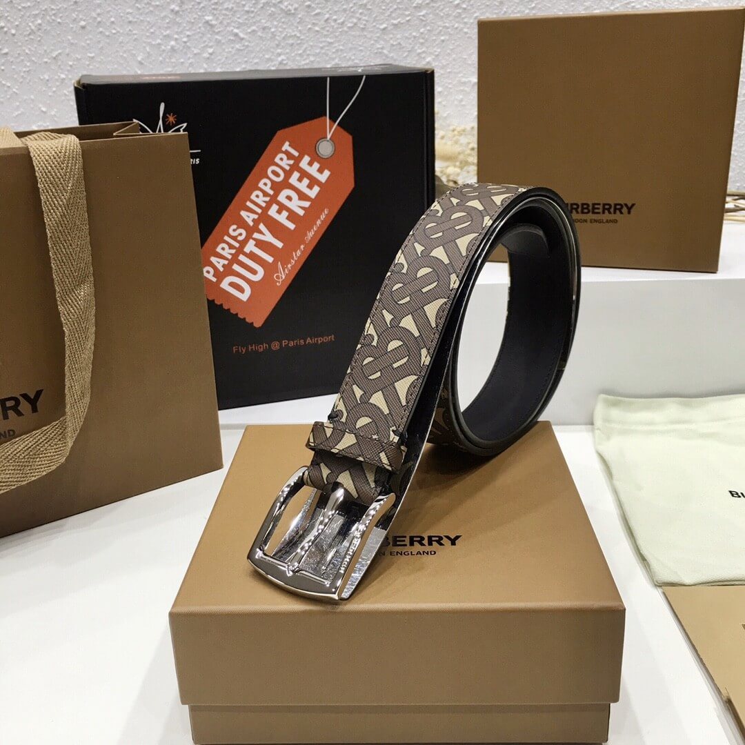 Burberry Brown TB Monogram Coated Canvas Buckle Belt – HolloShoe