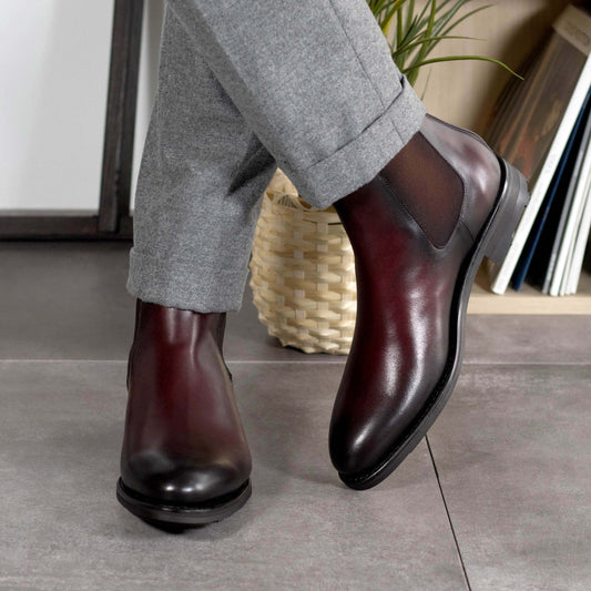 Bespoke Burgundy Box Calf Chelsea Boots