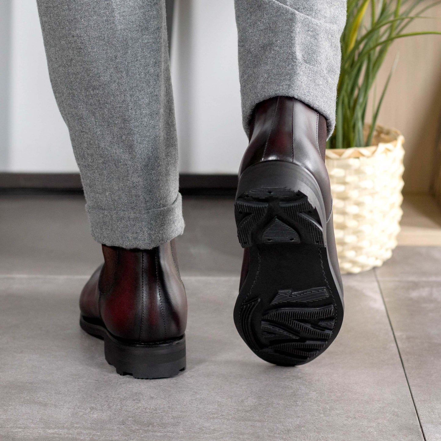 Bespoke Burgundy Box Calf Chelsea Boots