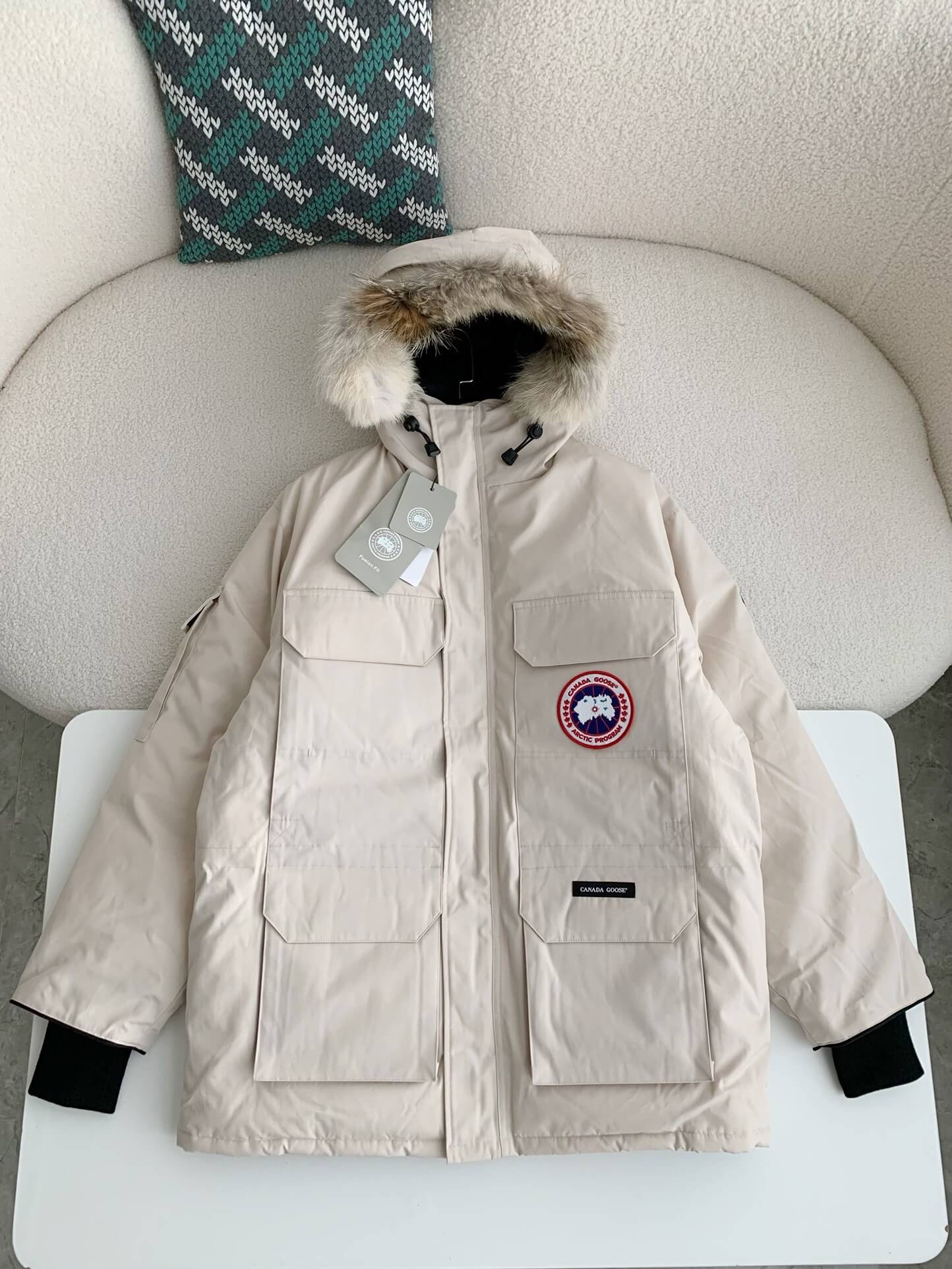 Cream down jacket best sale