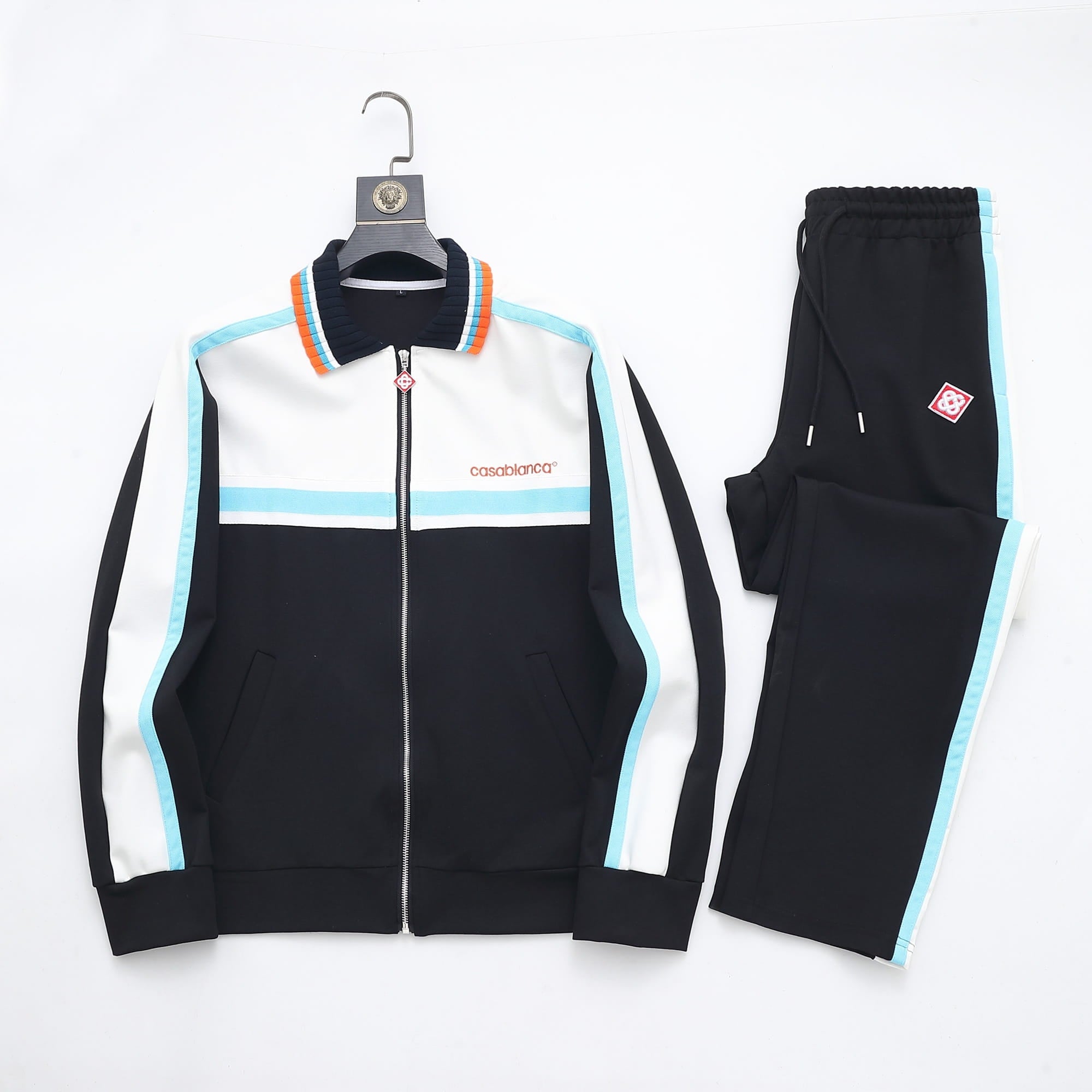 Casablanca Piqué Tracksuit Set - White & Black Tennis Knit Zip