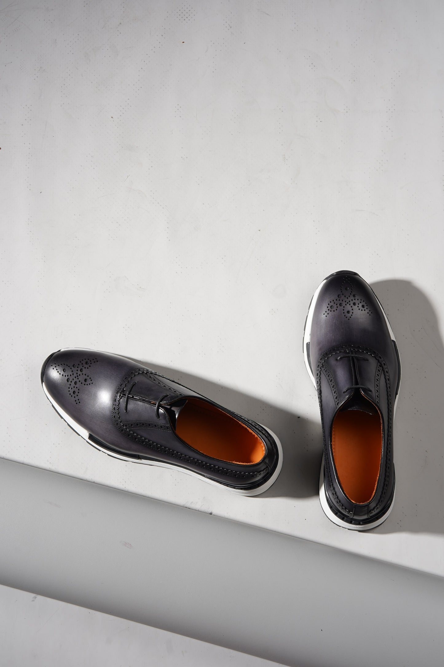 Men's Grey Leather Brogue Hybrid Sneakers