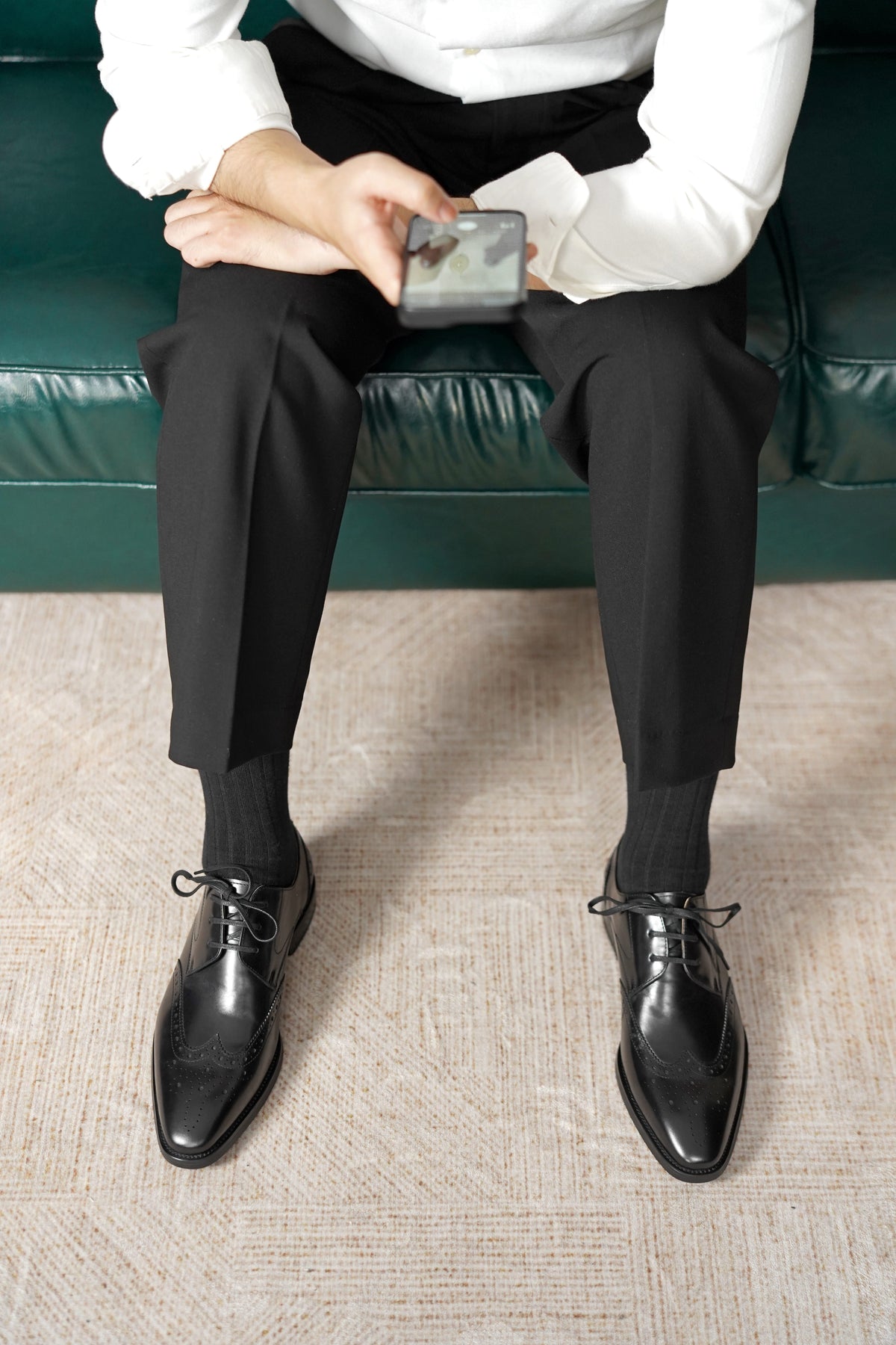 Genoa Wingtip Derby — Onyx Black Calfskin