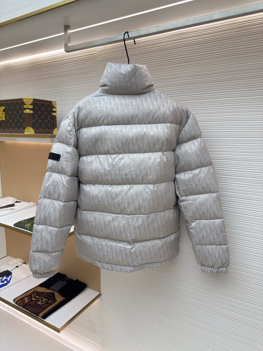 Dior Oblique Silver Technical Jacquard Down Jacket
