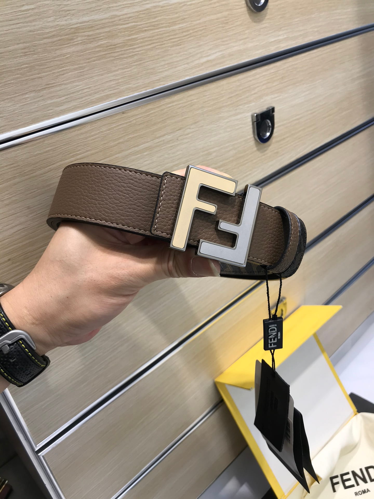 Fendi Reversible FF Buckle Belt 35mm Brown Cuoio Romano and Tobacco Mo