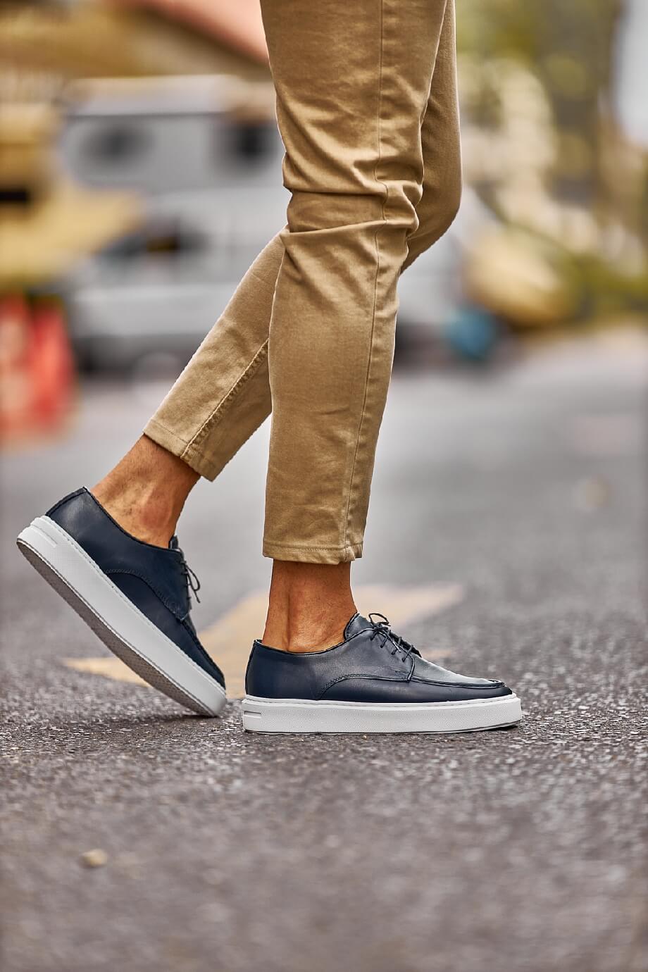 Men's Navy Blue Lace-Up Leather Shoes | Comfortable & Stylish 41 Men's Navy Blue Lace-Up Leather Shoes | Comfortable & Stylish 41