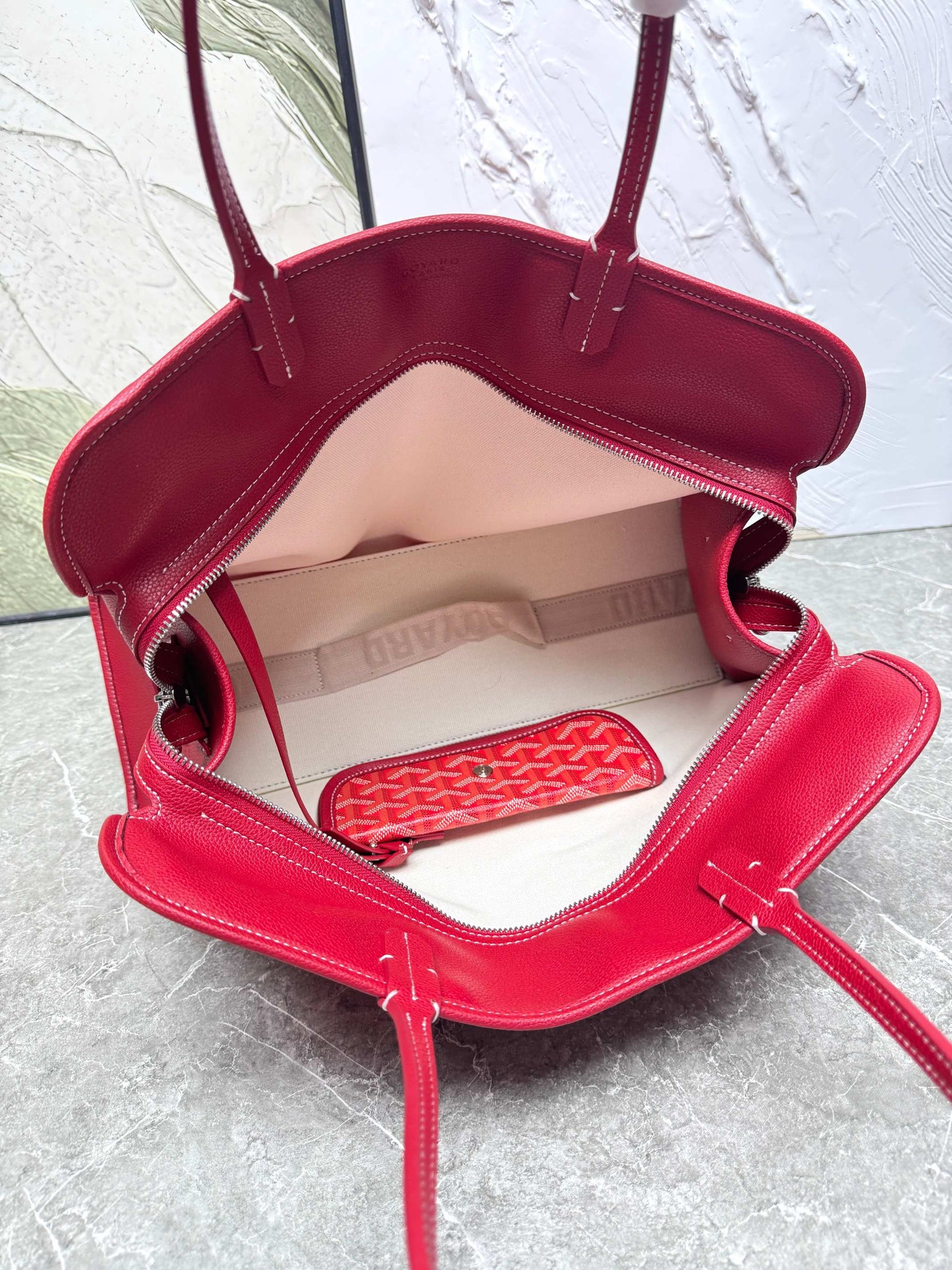 Goyard Hardy PM Bag - Red Goyardine Coated Canvas Zippered Tote