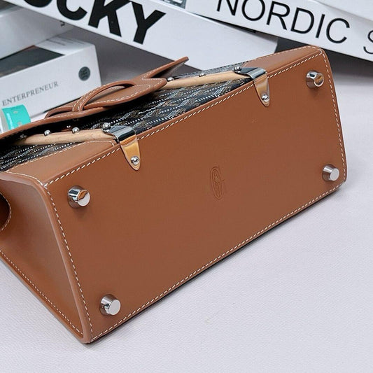 Brown Goyardine Coated Canvas and Leather PM Saigon Top Handle Bag