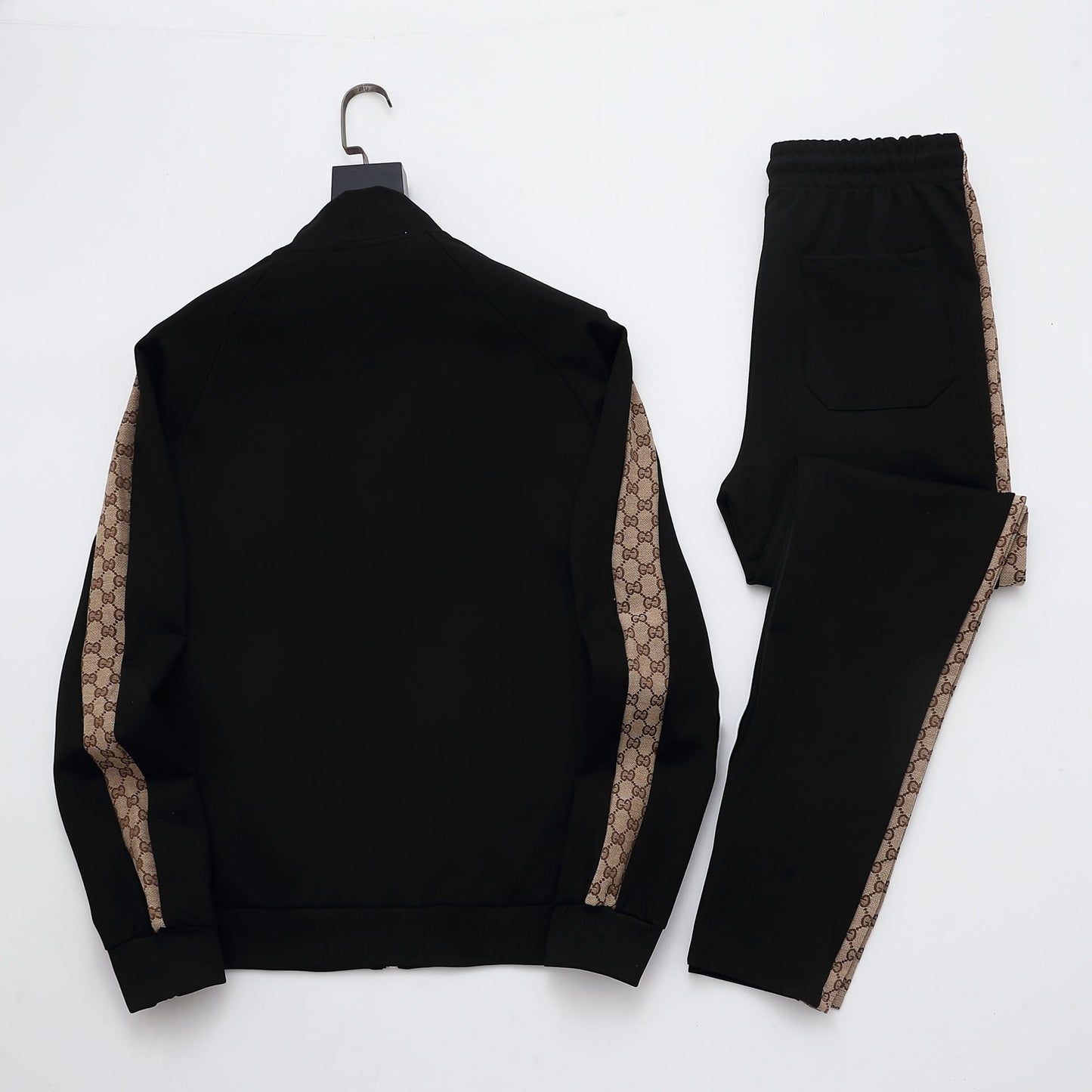 Gucci Interlocking G Tracksuit Set - Black & GG Supreme Stripe Knit Luxury Co-ord
