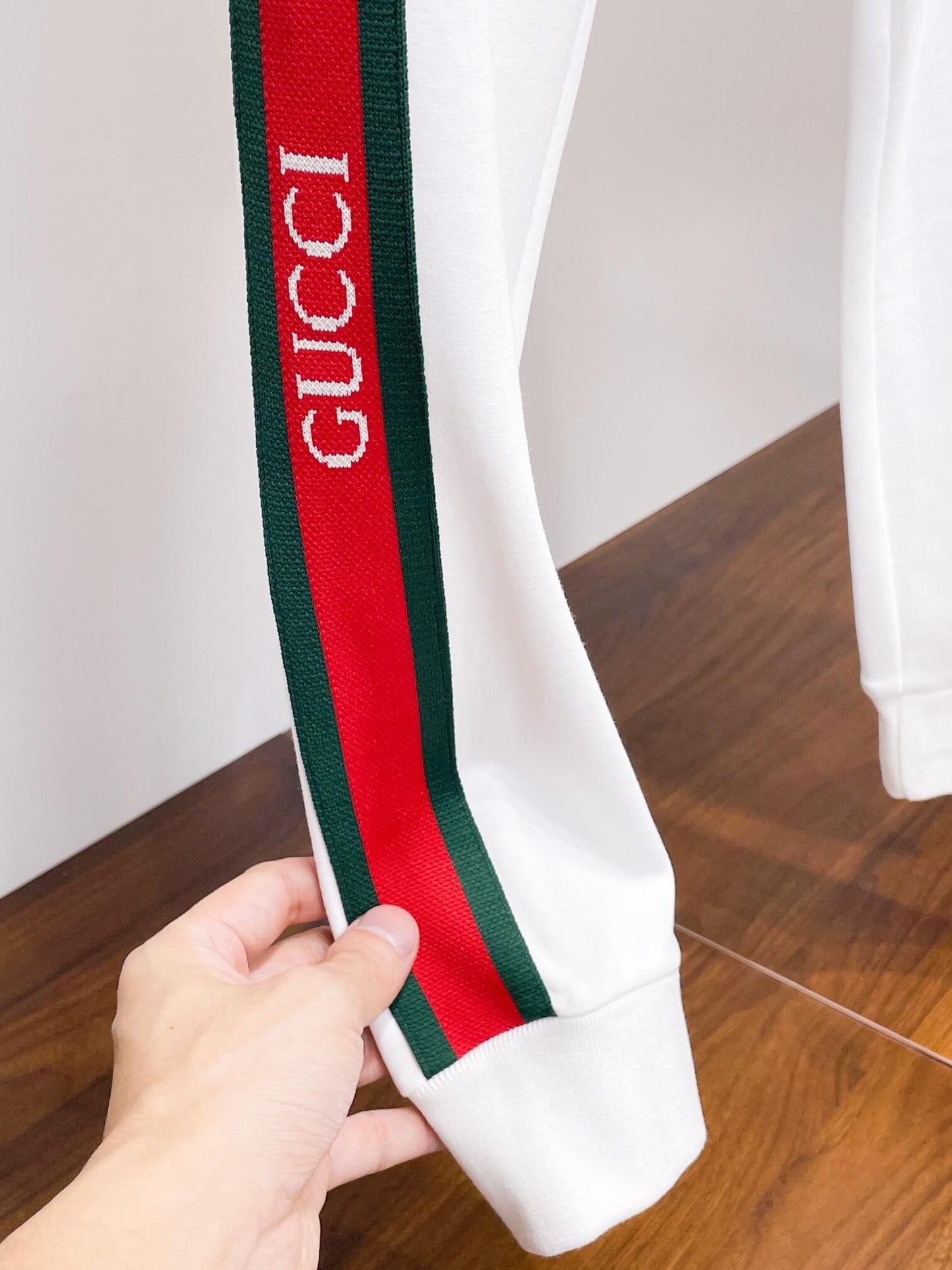 Gucci Web Stripe Technical Jersey Tracksuit White with Logo Chest Band