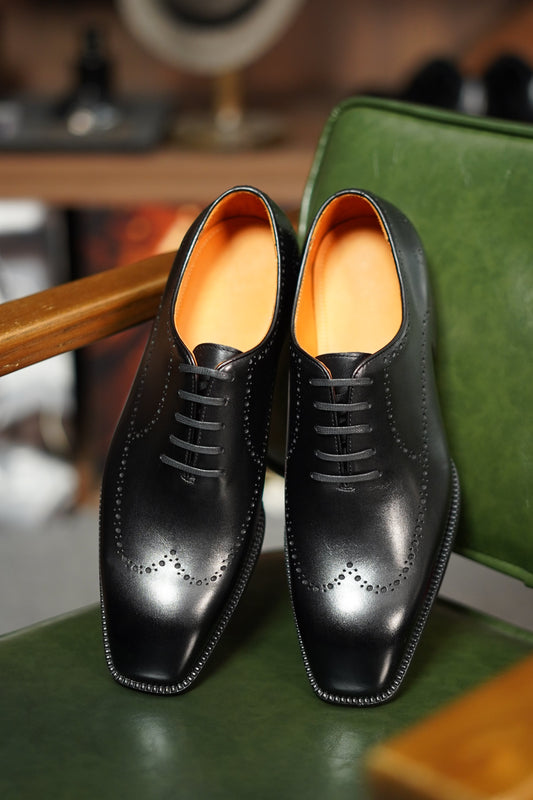 The Shadow Black Wingtip Oxford Brogues