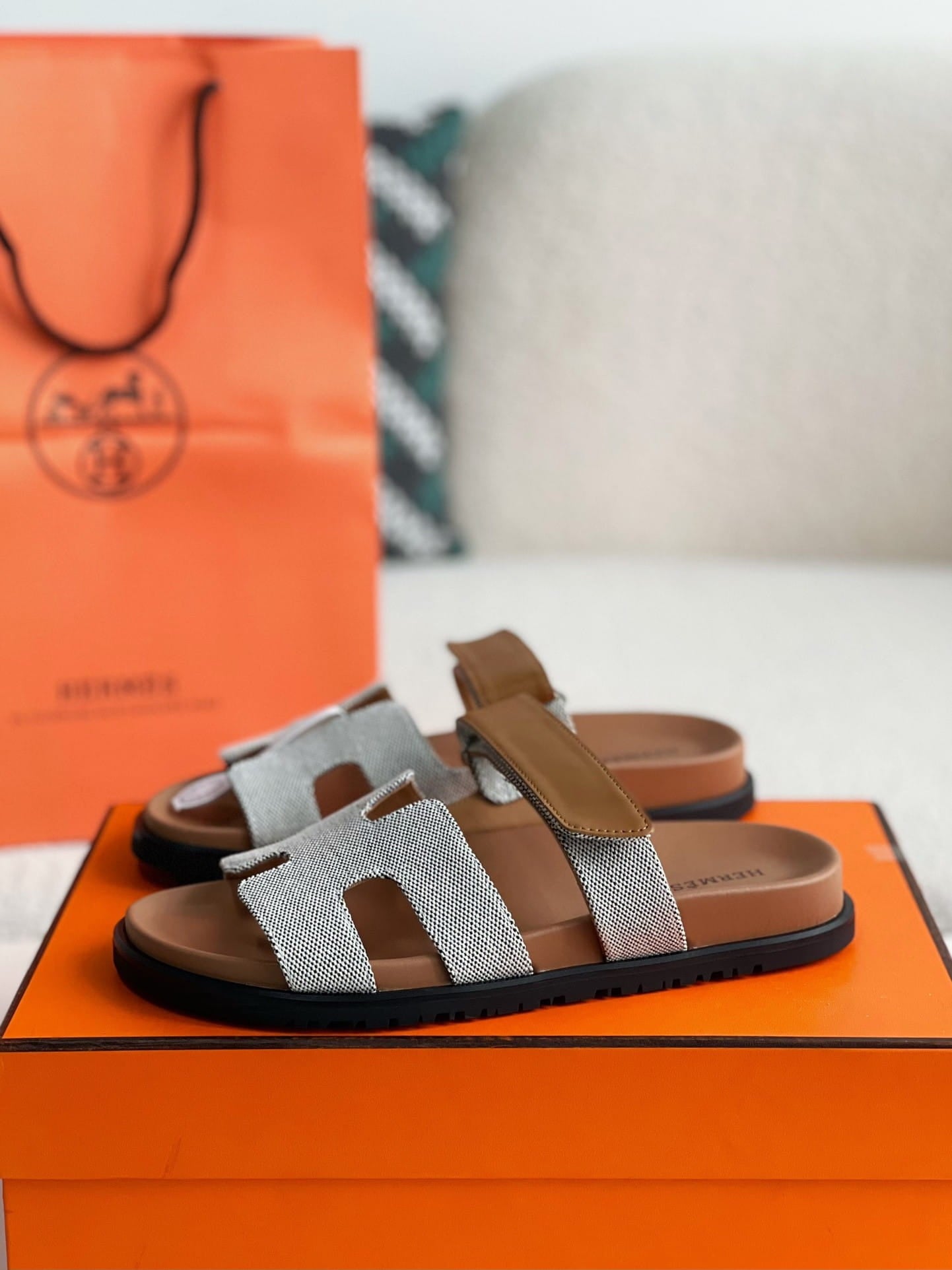 Hermes Beige/Brown Canvas and Leather Chypre Sandals – Hollo Shoe