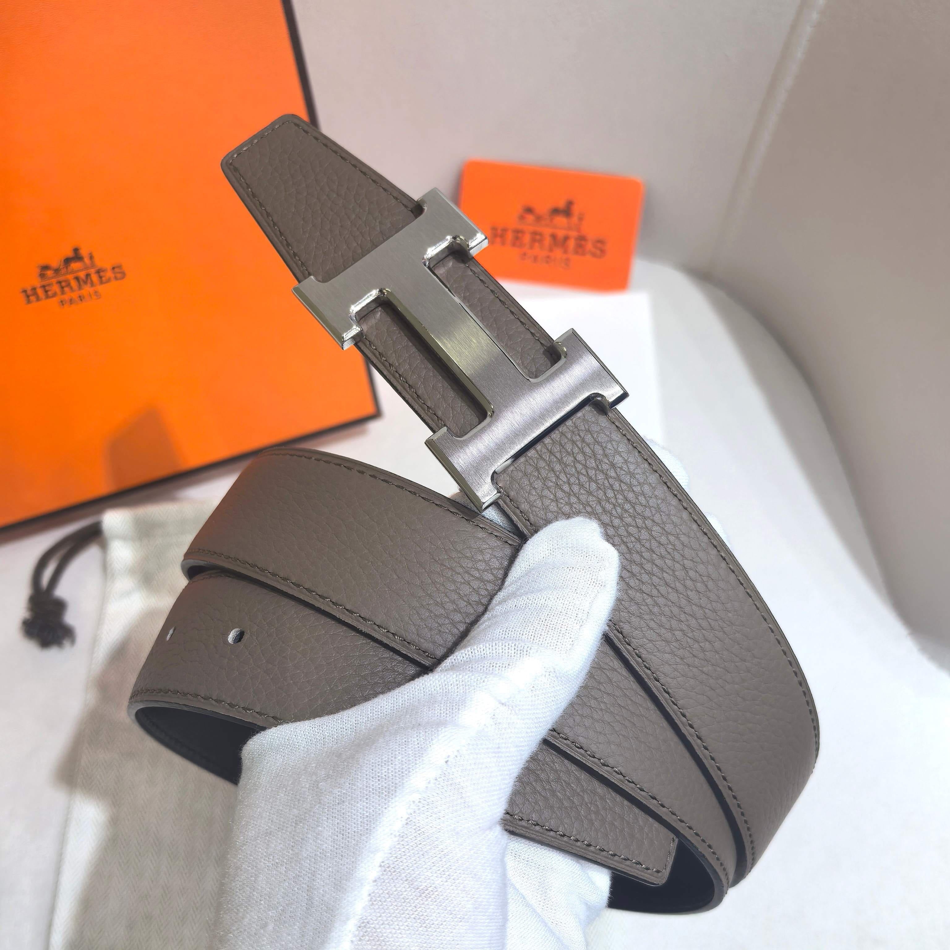 Hermès H Striée Belt Buckle & Reversible Leather Strap 32 mm 