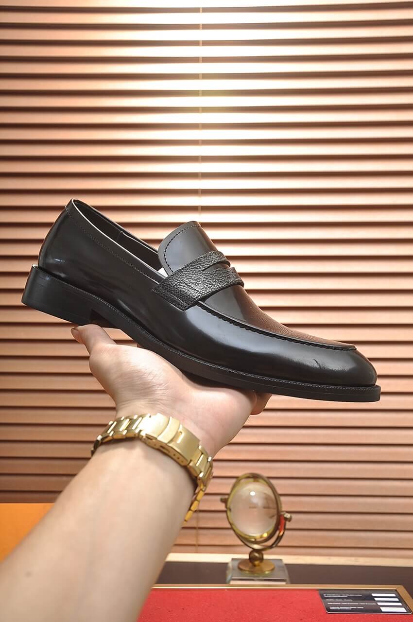 Louis Vuitton Hockenheim Loafer – Black Glazed Calf Leather & Monogram Eclipse