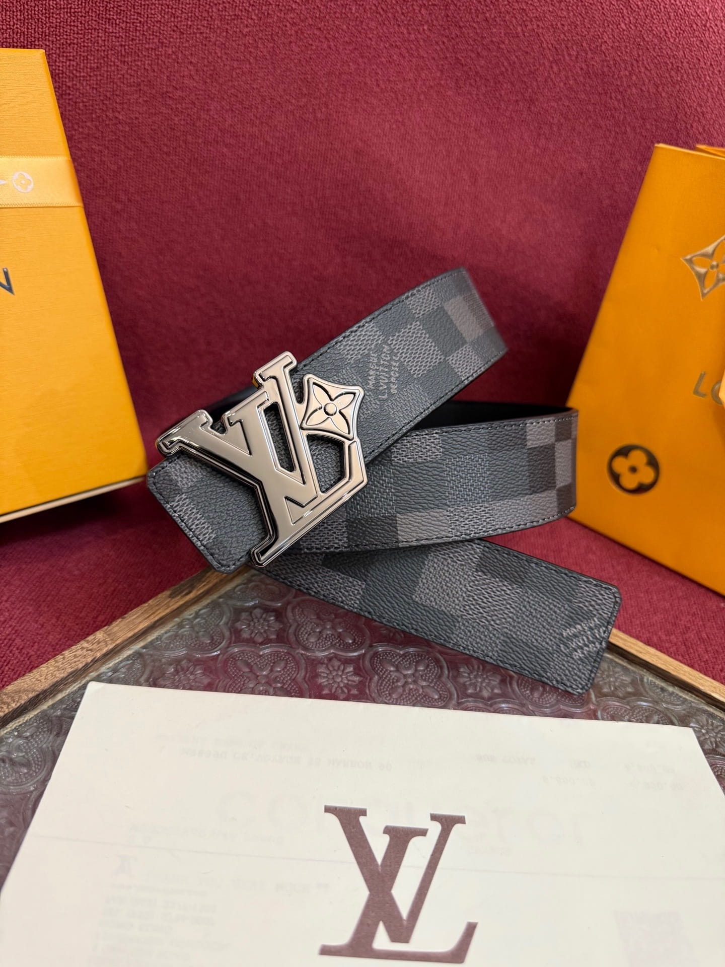 Louis Vuitton LV Dimension Damier Cobalt 40mm Reversible Belt - Sculptural Silver Buckle
