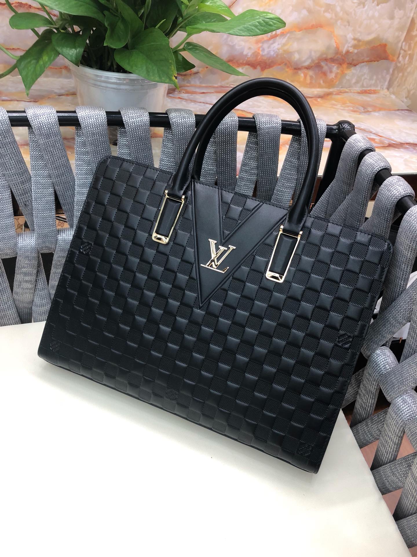 Louis Vuitton LV Lockme Briefcase - Black Damier Infini Leather