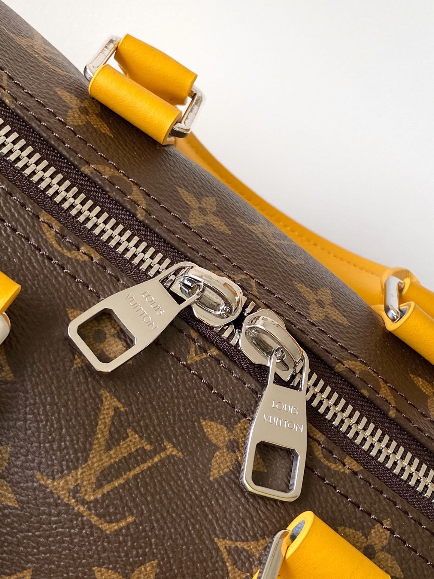 Louis Vuitton LV Monogram Macassar Keepall Bandoulière 35 Travel Duffle Bag in Jaune Safran Yellow