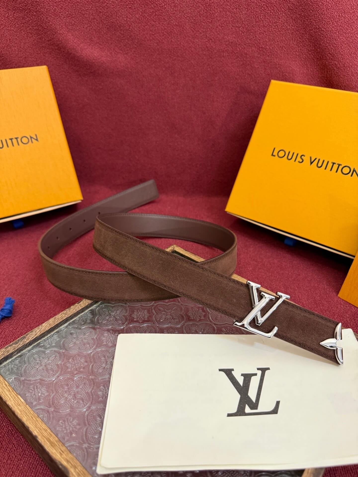 Louis Vuitton LV Pretty 30mm Chocolate Brown Suede Belt - Silver Buckle