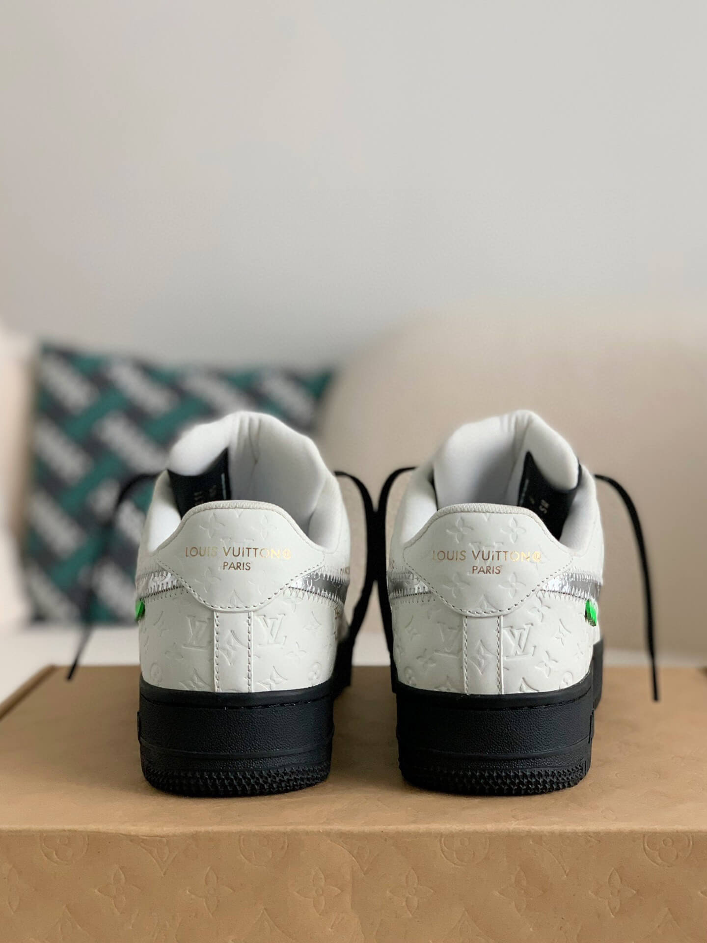 Louis Vuitton x Nike Air Force 1 Low – White & Metallic Silver with Black Sole