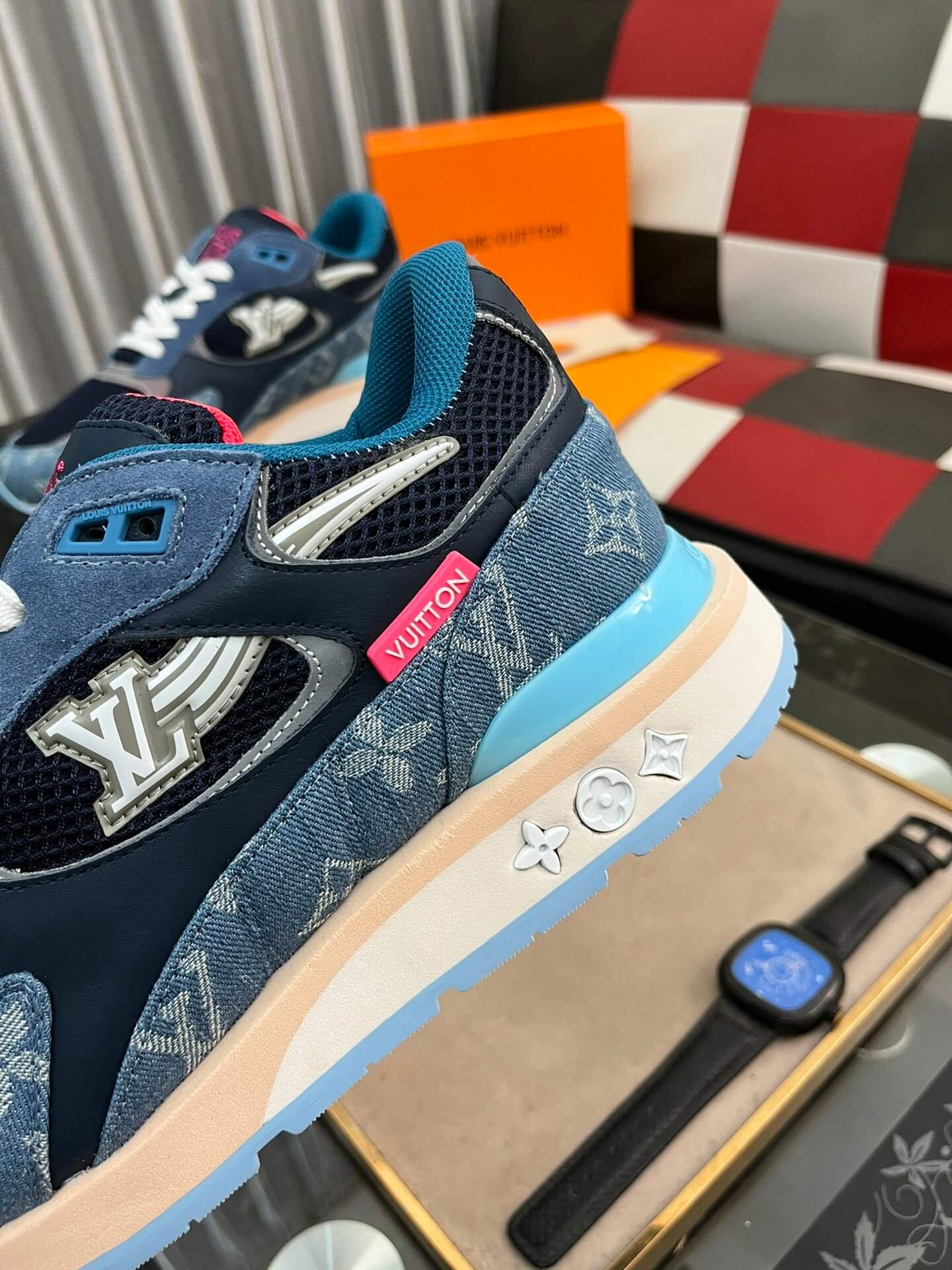 Louis Vuitton LV Drop 300 Sneaker – Blue Monogram Denim & Navy Pink