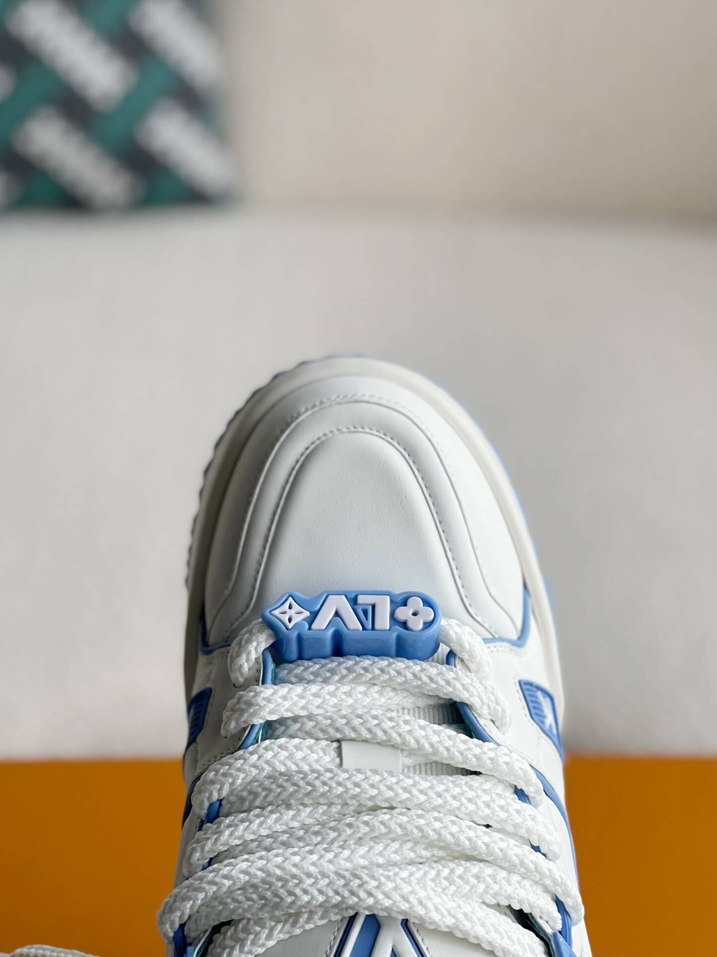 Louis Vuitton LV Maxi Trainer – White & Light Blue Calf Leather