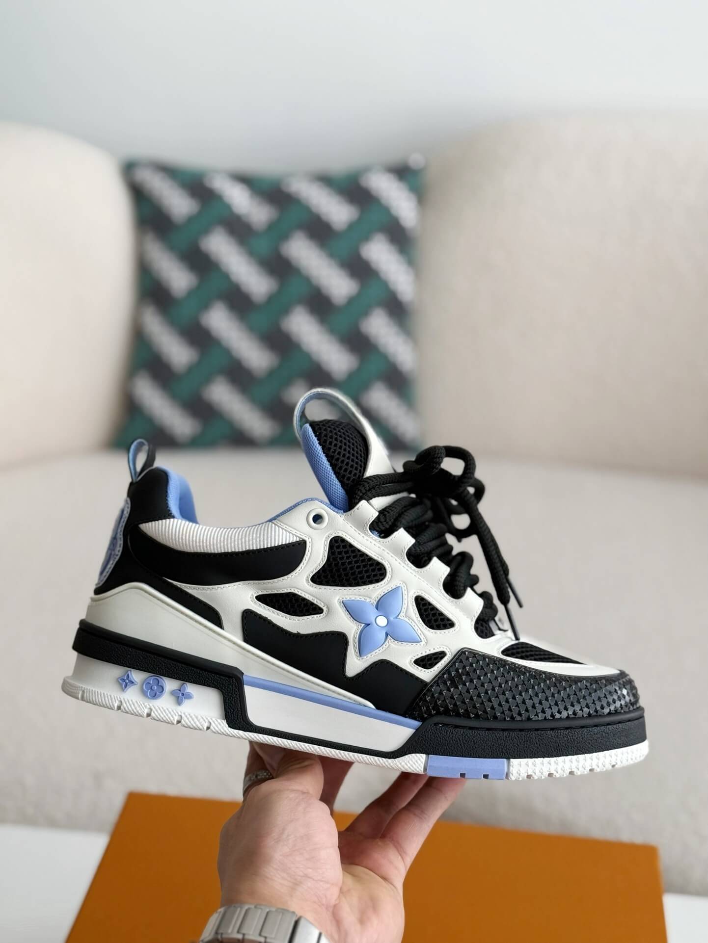 Louis Vuitton LV Skate Sneaker Black White Light Blue