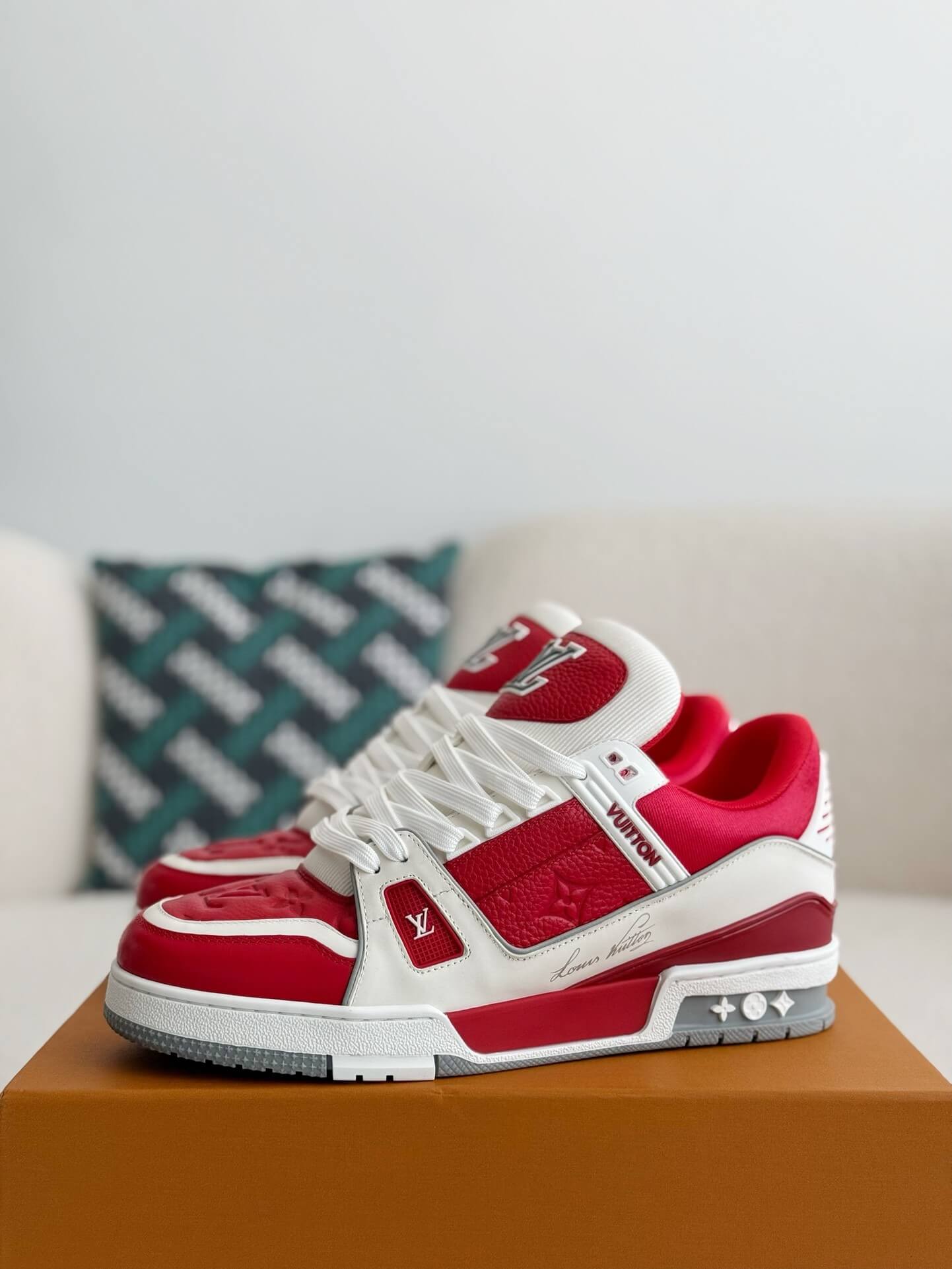 Louis Vuitton LV Trainer Bold Red White Sneaker Hollo Shoe louis-vuitton-lv-trainer-bold-red-white-sneaker-hollo-shoe