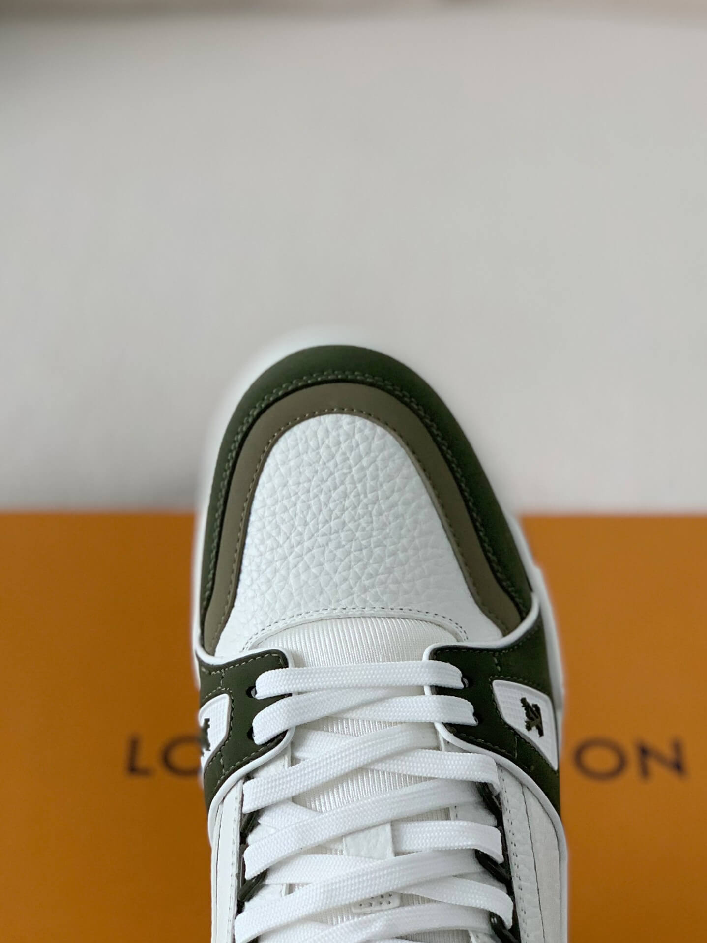 Louis Vuitton LV Trainer – Khaki & White Grained Calf Leather