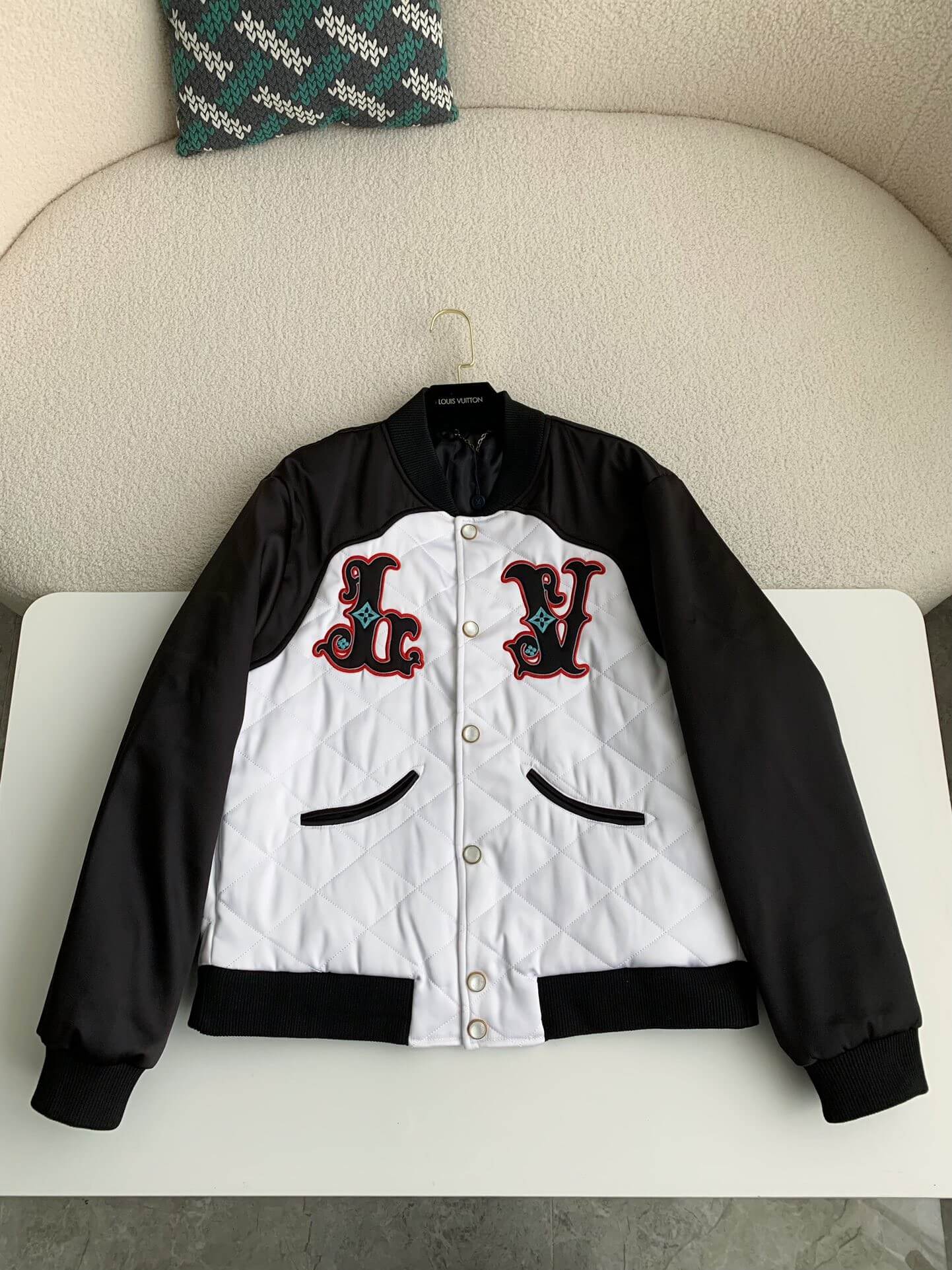 Louis Vuitton Monogram White Varsity Jacket Hollo Shoe