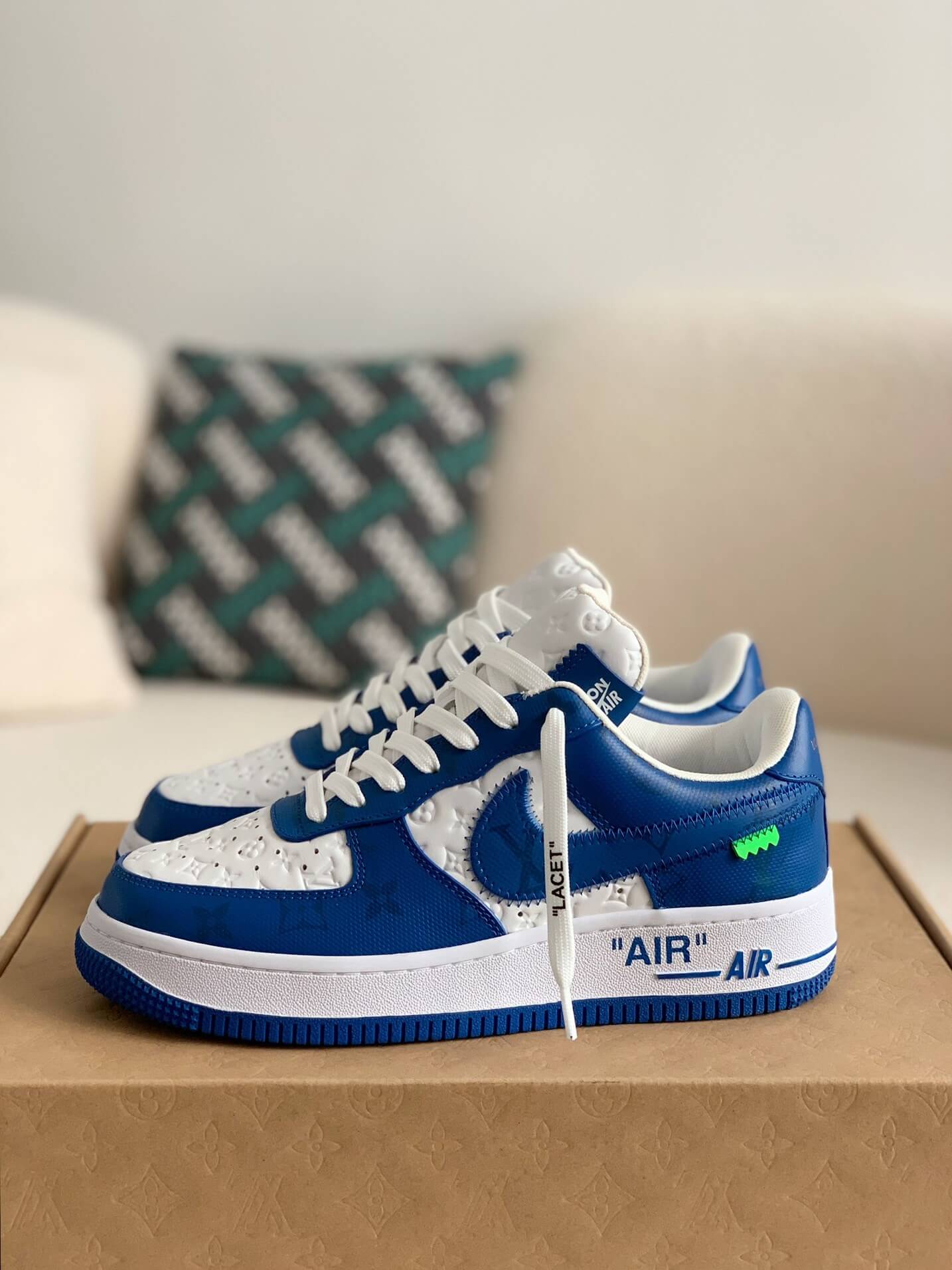 Louis Vuitton x Air Force 1 Low Blue White Sneakers 38