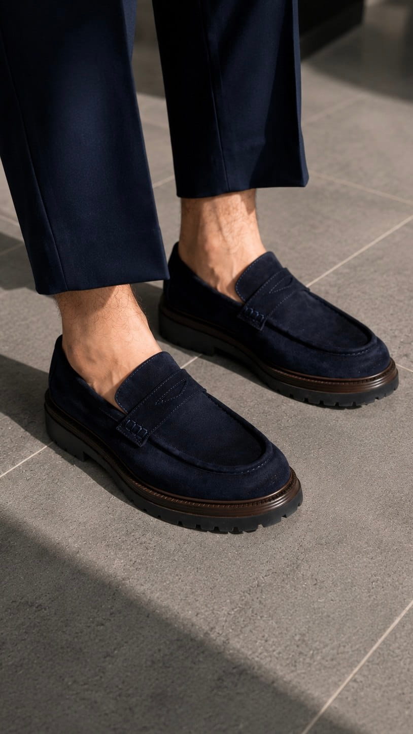 Milano Commando Penny Loafer — Navy