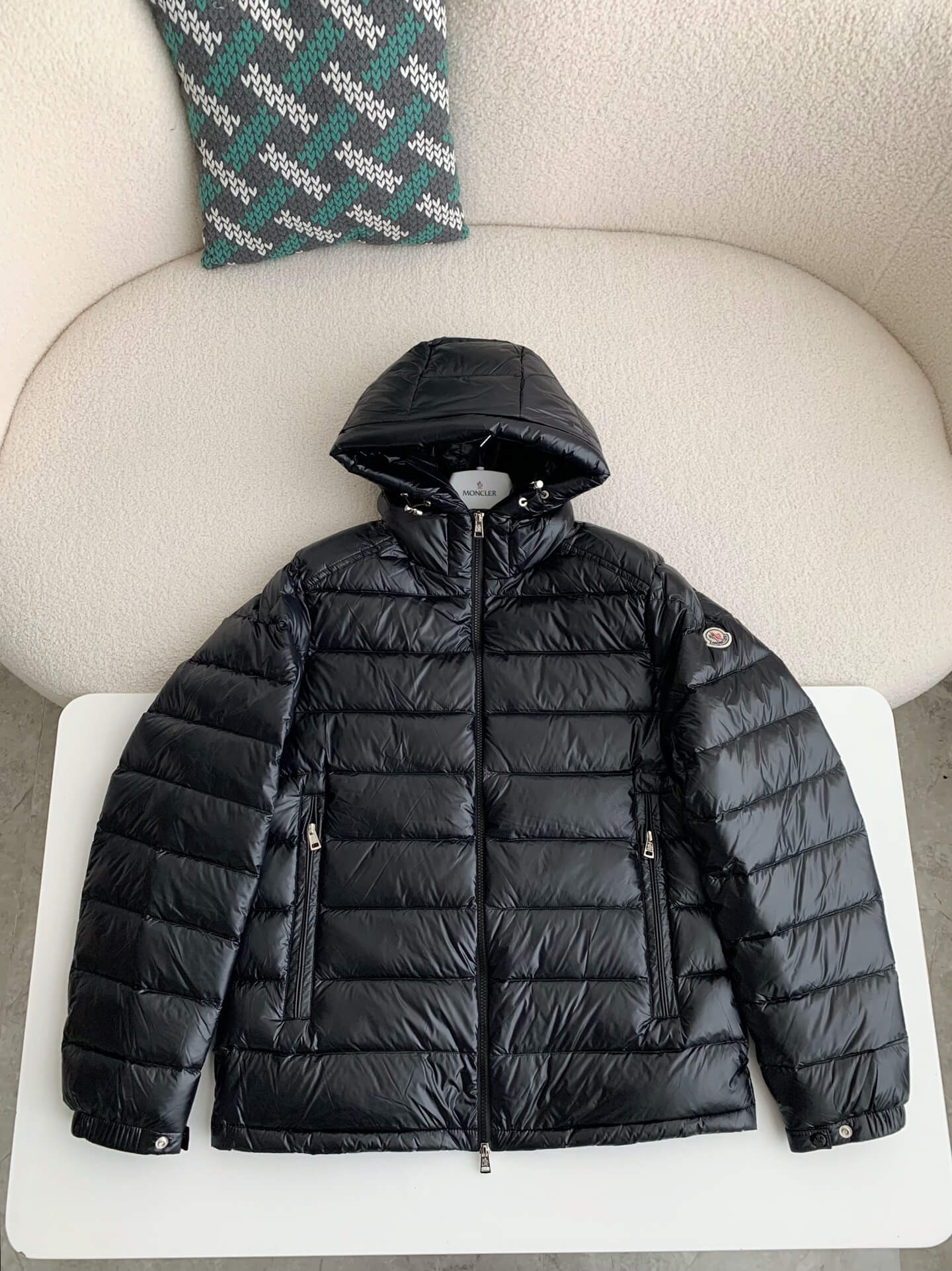 Black mens moncler coat online