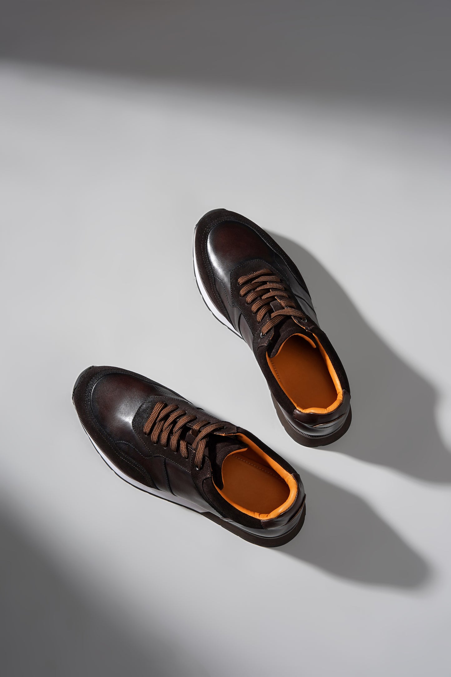 Premium Coffee Leather & Suede Sneakers for the Modern Man
