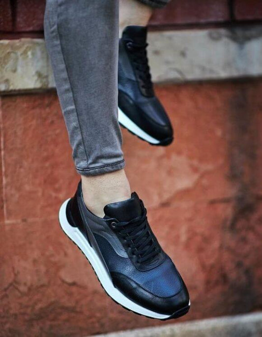 Lecce Navy Blue High-Top Sneakers for Streetwear & Casual Style