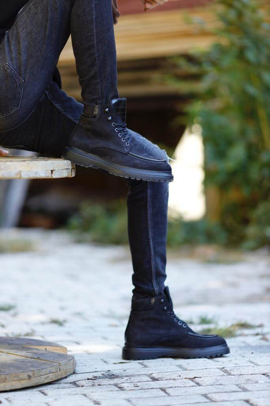 Black Moc Toe Boots - Hollo Shoe
