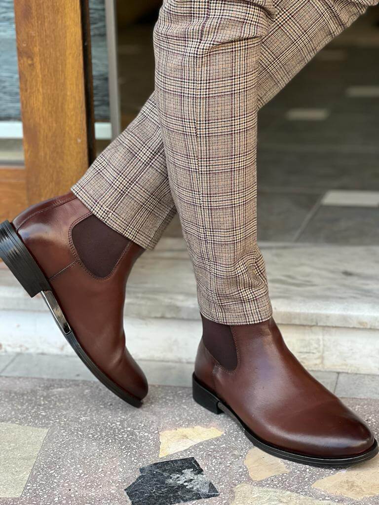 mens dress brown boots Classic Brown Chelsea Boots for Men