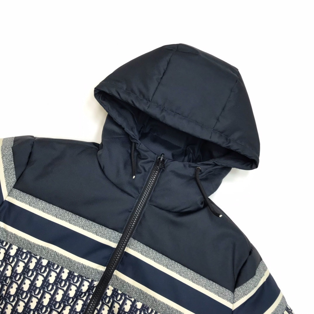 Dior Reversible Hooded Puffer Jacket - Blue Oblique Technical Taffeta