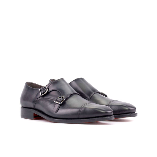 Men's Bespoke Gray Double Monk Strap Shoes