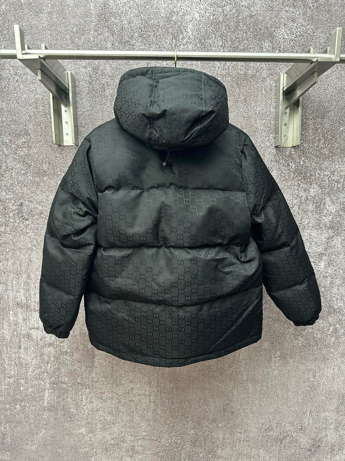 Gucci Black GG Heavy Nylon Canvas Hooded Down Jacket