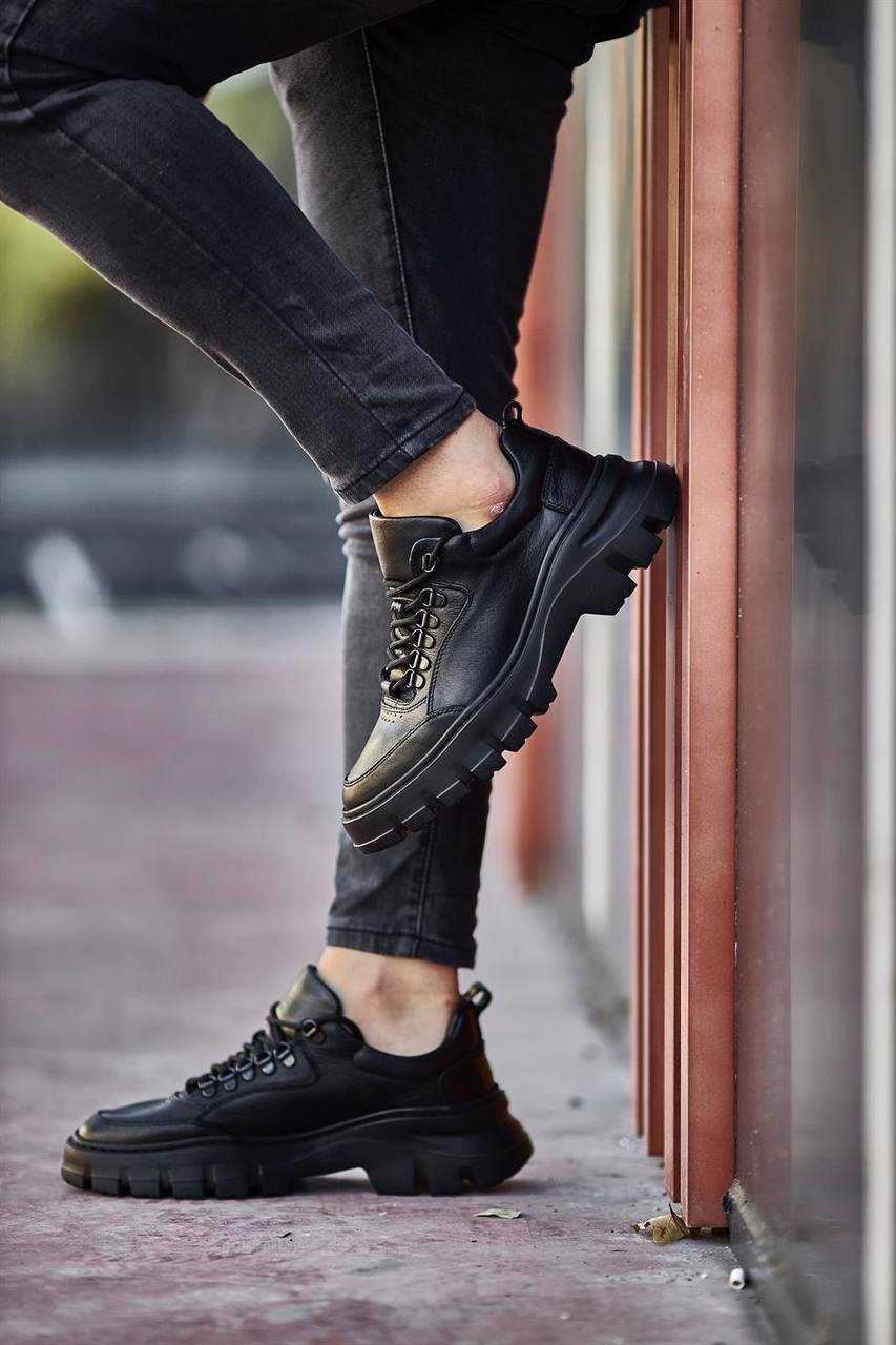 HolloShoe Rugged EVA-Sole Onyx Black Chunky Men's Sneakers