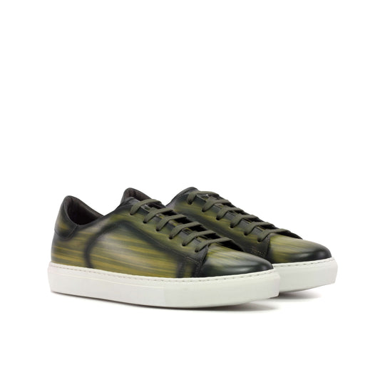 Bespoke Khaki Patina Leather Trainers